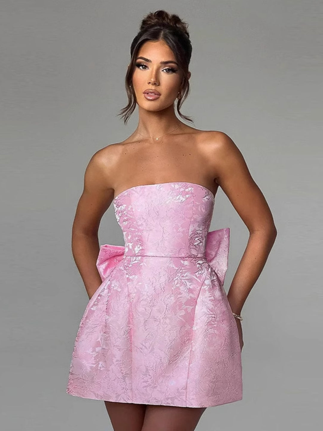 EB | Temperament sexy Jacquard Tube Top Schleife Kleid