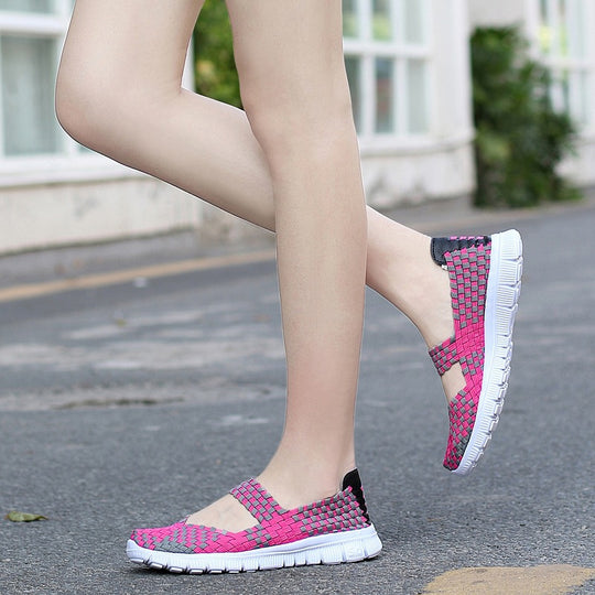 Damen nan elastischer Mary-Jane-Riemchen-Komfortschuh mit gewebtem Stretch-Obermaterial und flexibler Leichtsohle EB