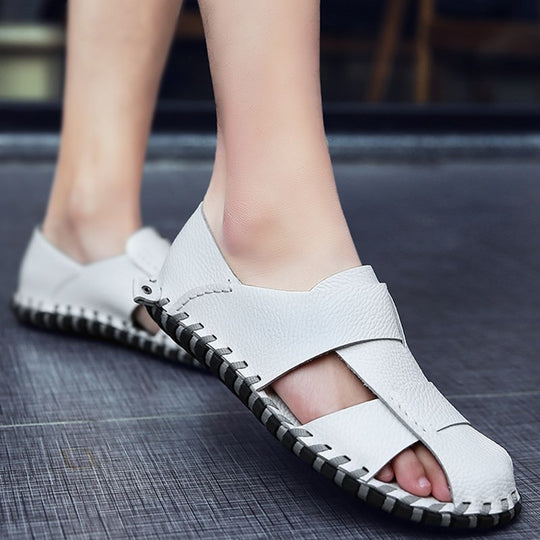 Herren Bequeme Leder-Sandalen mit rutschfester Sohle EB