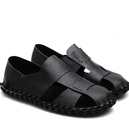 Herren Bequeme Leder-Sandalen mit rutschfester Sohle EB