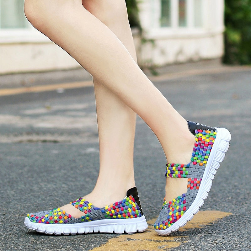 Damen nan elastischer Mary-Jane-Riemchen-Komfortschuh mit gewebtem Stretch-Obermaterial und flexibler Leichtsohle EB