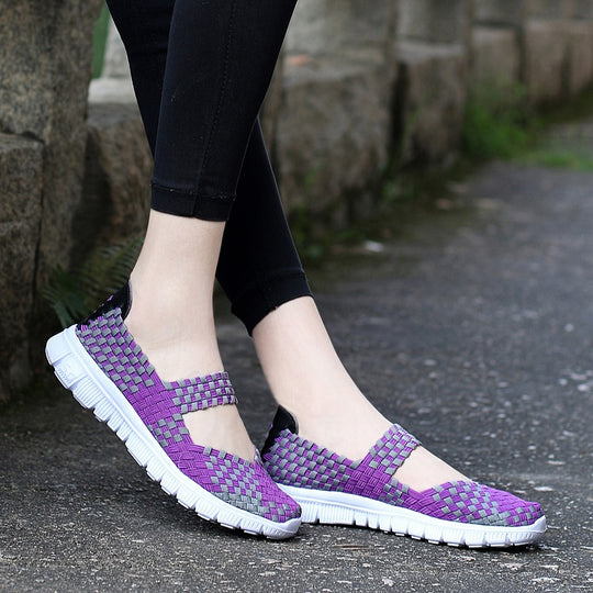 Damen nan elastischer Mary-Jane-Riemchen-Komfortschuh mit gewebtem Stretch-Obermaterial und flexibler Leichtsohle EB
