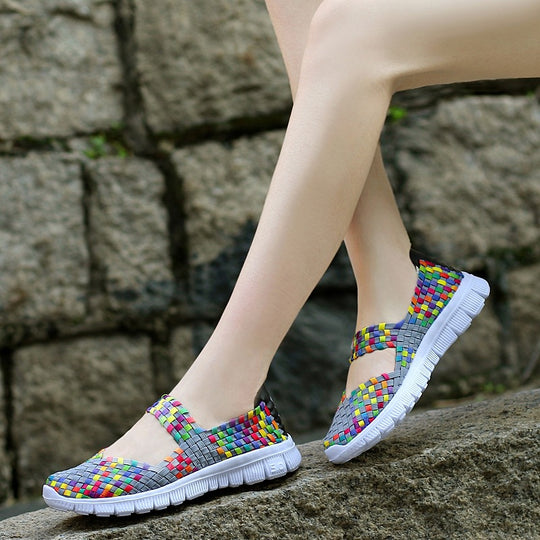 Damen nan elastischer Mary-Jane-Riemchen-Komfortschuh mit gewebtem Stretch-Obermaterial und flexibler Leichtsohle EB