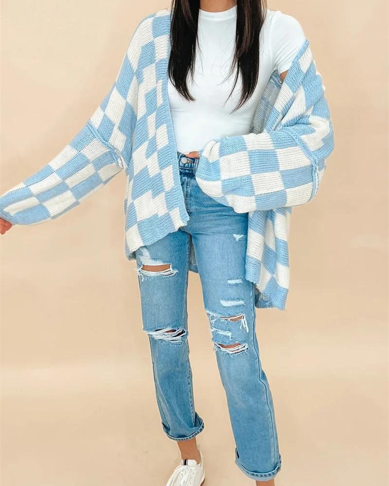 EB | Übergroße Karierte Strickjacke
