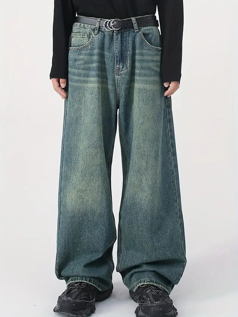EB | Weinlese Upcycle Baggy Jeans Mit Ausgebleichtem Effekt