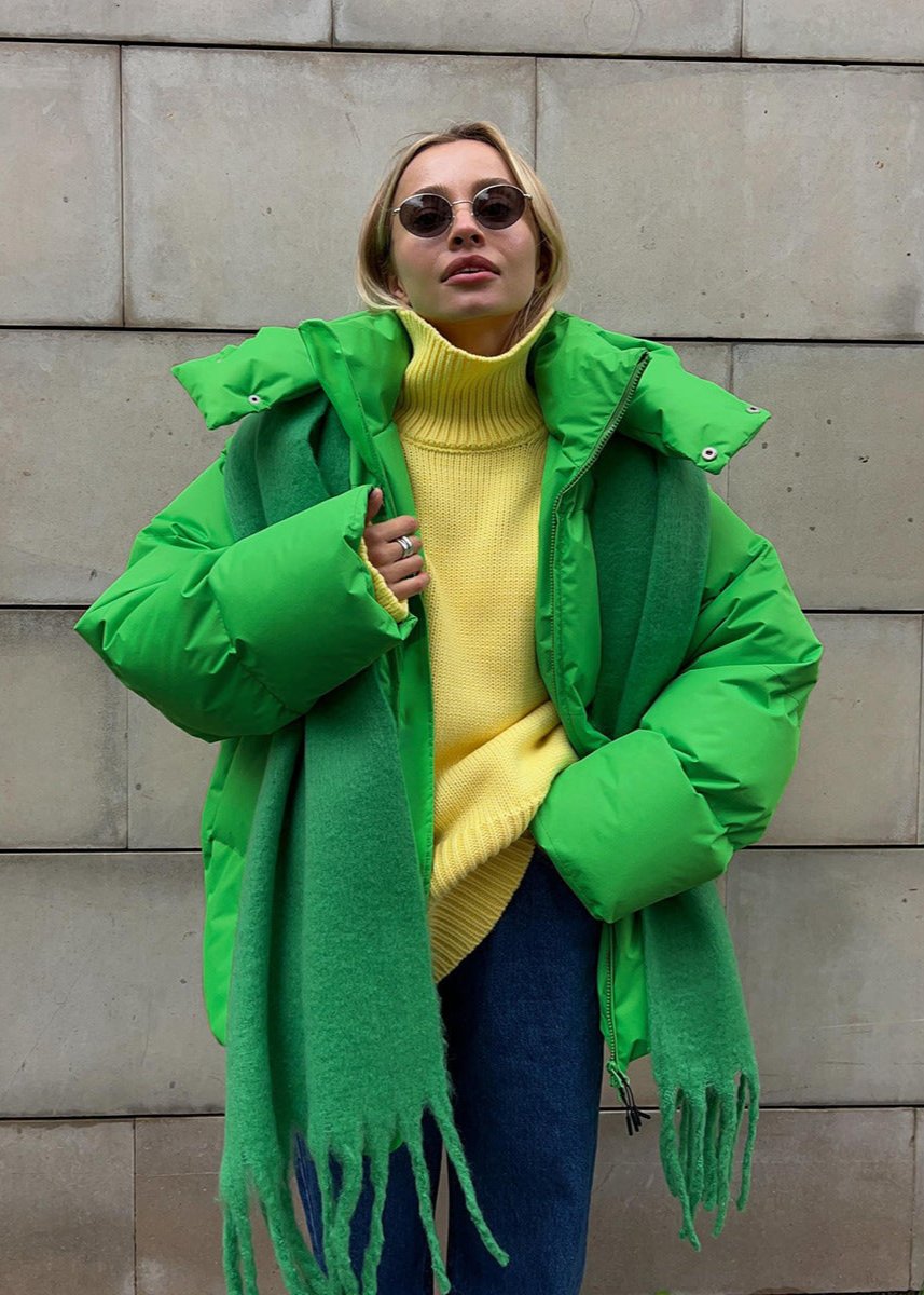 EB | Neon Grüner Kapuzen-Pufferjacke