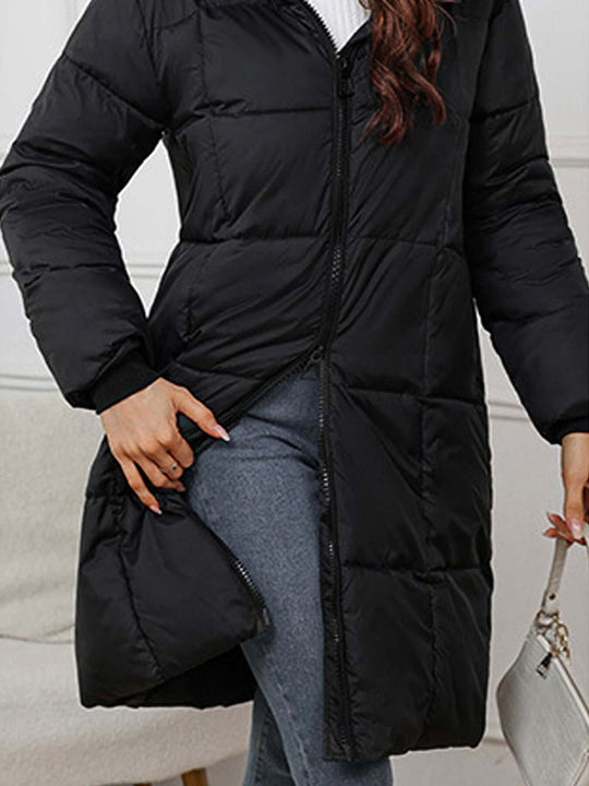 EB | Frauen Lange Kapuzen-Winter-Pufferjacke