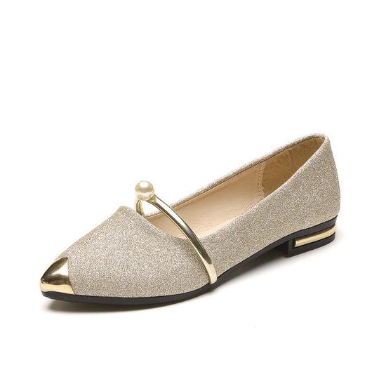 Damen Elegante Slipper mit funkelndem Obermaterial und modischem Perlenschmuck EB
