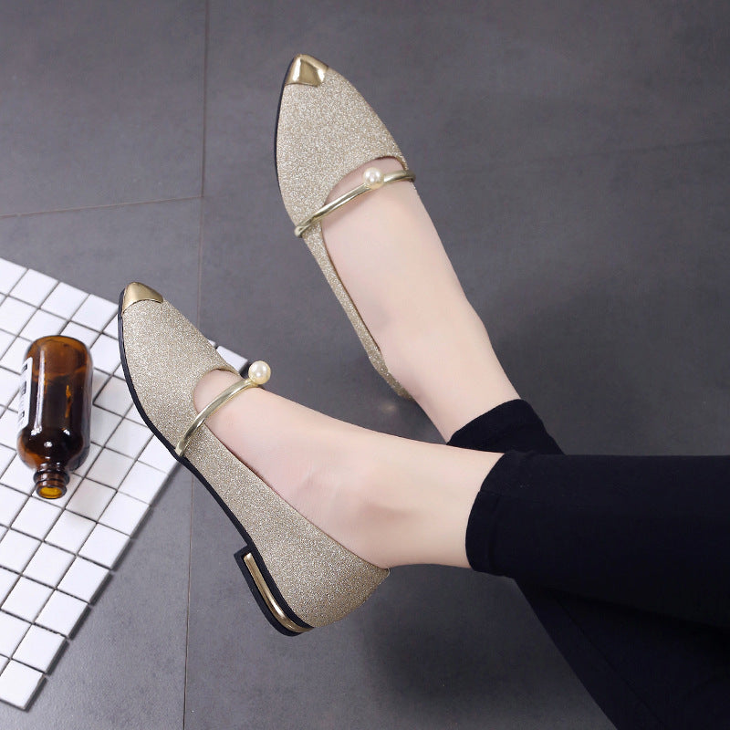 Damen Elegante Slipper mit funkelndem Obermaterial und modischem Perlenschmuck EB