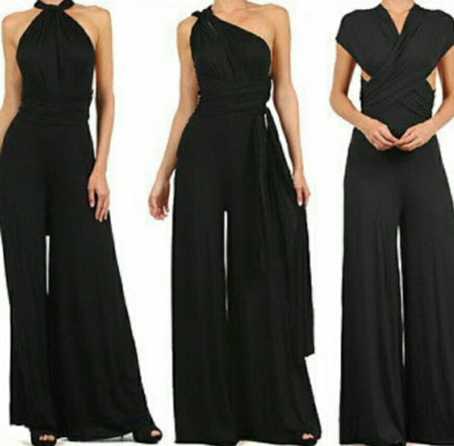 Damen Eleganter Jumpsuit mit Tiefem V-Ausschnitt und Innovativer Wickeloptik EB