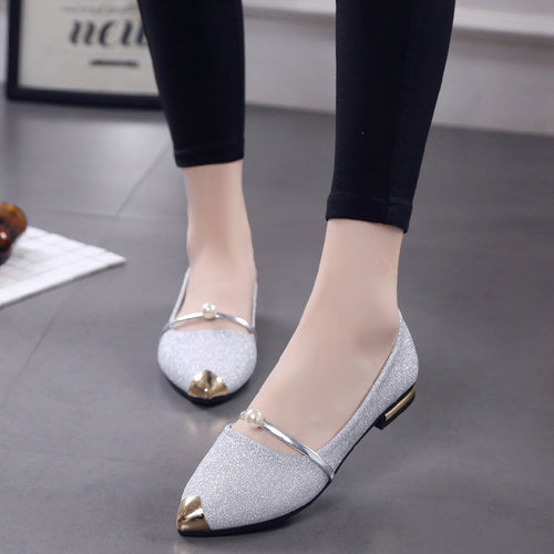 Damen Glitzernde Ballerinas mit glamourösem Schmuckrand EB