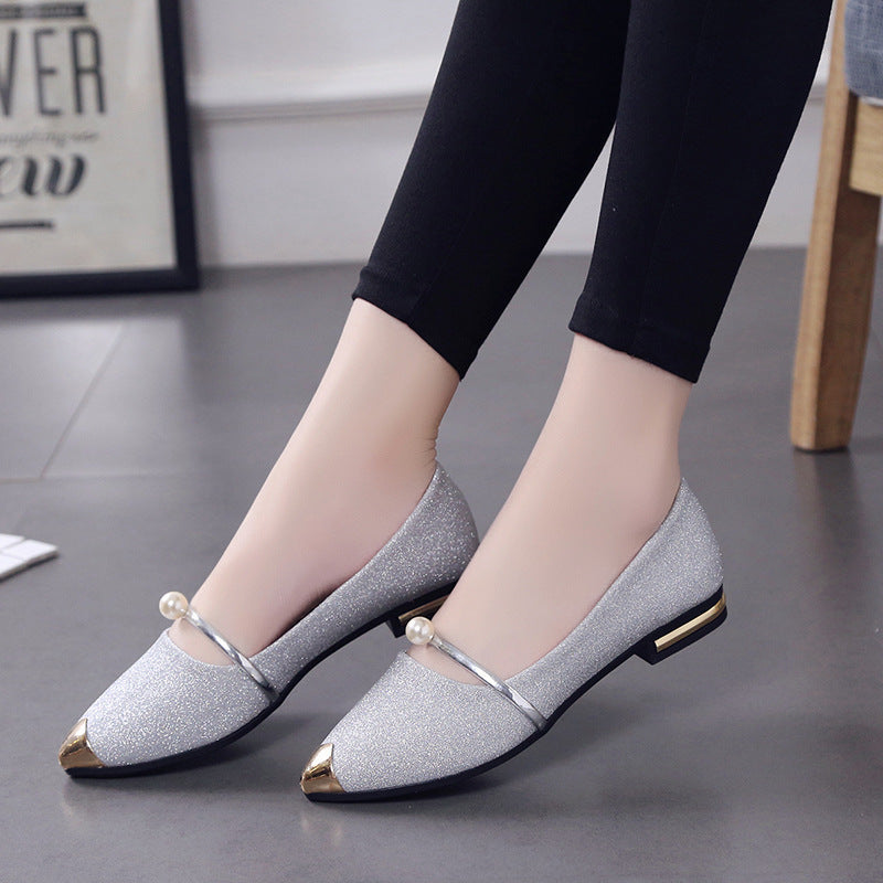 Damen Elegante Slipper mit funkelndem Obermaterial und modischem Perlenschmuck EB