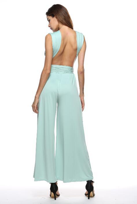 Damen Eleganter Jumpsuit mit Tiefem V-Ausschnitt und Innovativer Wickeloptik EB