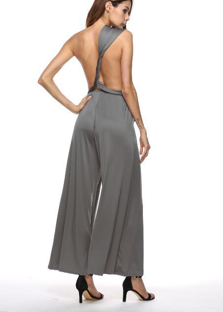Damen Eleganter Jumpsuit mit Tiefem V-Ausschnitt und Innovativer Wickeloptik EB