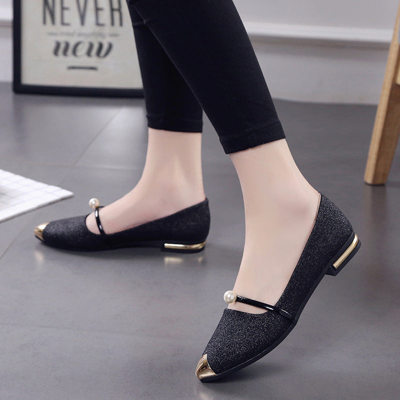 Damen Elegante Slipper mit funkelndem Obermaterial und modischem Perlenschmuck EB