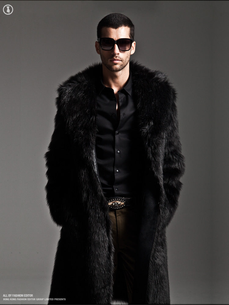 Herren Eleganter Kunstfell-Mantel EB