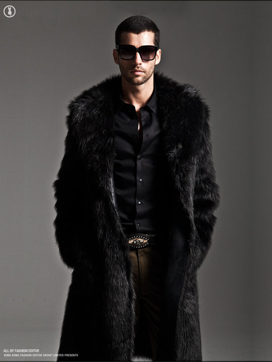 Herren Eleganter Kunstfell-Mantel EB