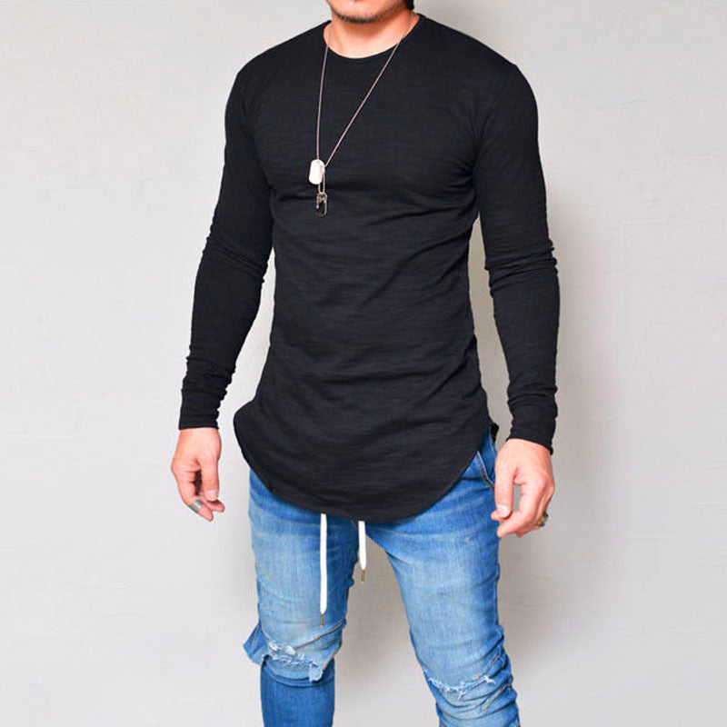 EB | Langarm T Shirt Slim Passform Rundhals Weiche Atmungsaktive Baumwollmischung