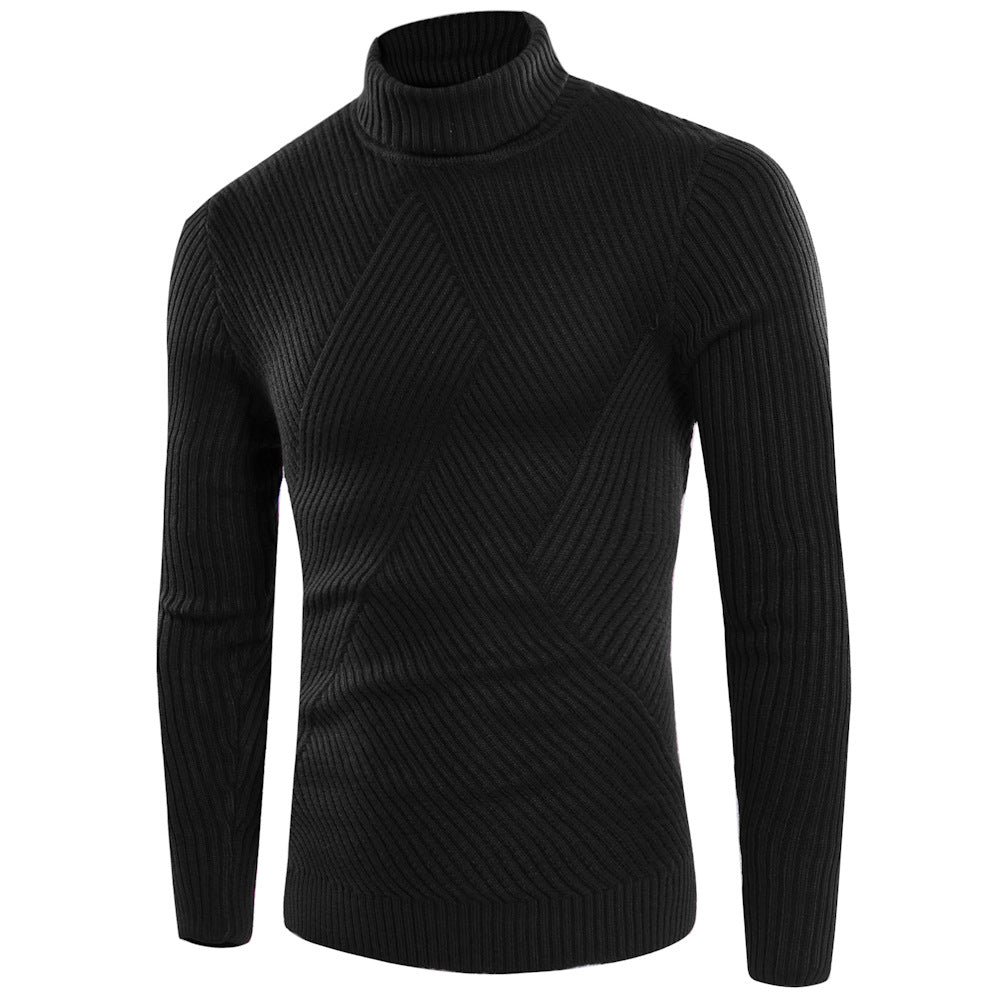 Herren stilvoller Rollkragenpullover mit strukturiertem Design EB
