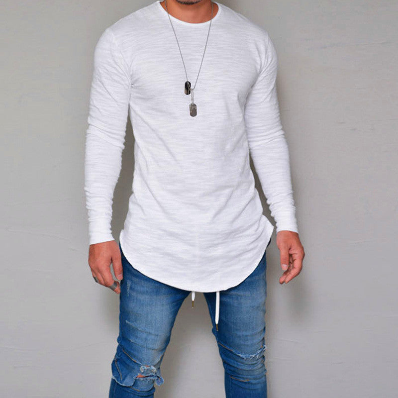 EB | Langarm T Shirt Slim Passform Rundhals Weiche Atmungsaktive Baumwollmischung