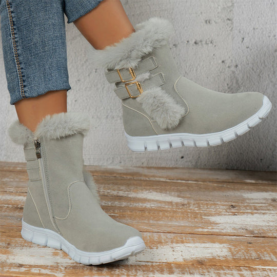 Stilvolle Winterstiefel mit Fellbesatz und Schnallen EB EB