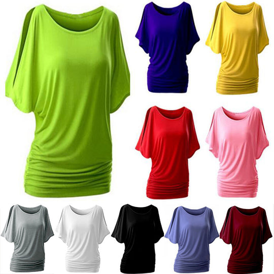 Damen lässiges Oversized-T-Shirt mit raffinierten Rüschendetails EB