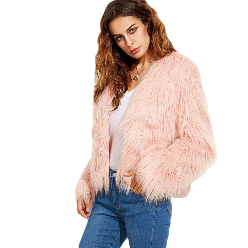 Damen Luxuriöse Kunstpelzjacke EB
