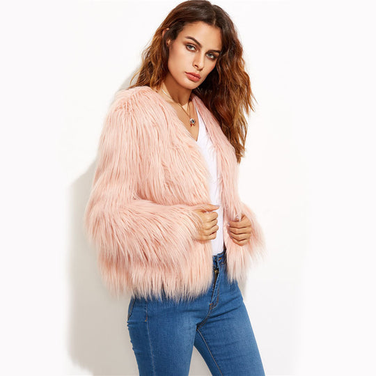 Damen Luxuriöse Kunstpelzjacke EB