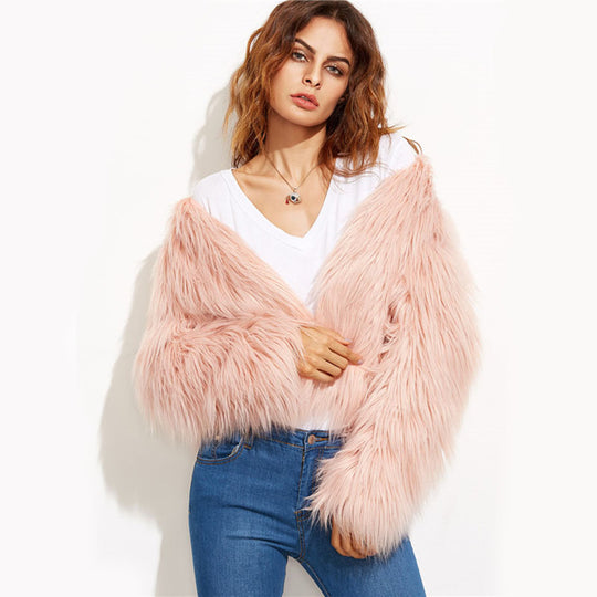 Damen Luxuriöse Kunstpelzjacke EB