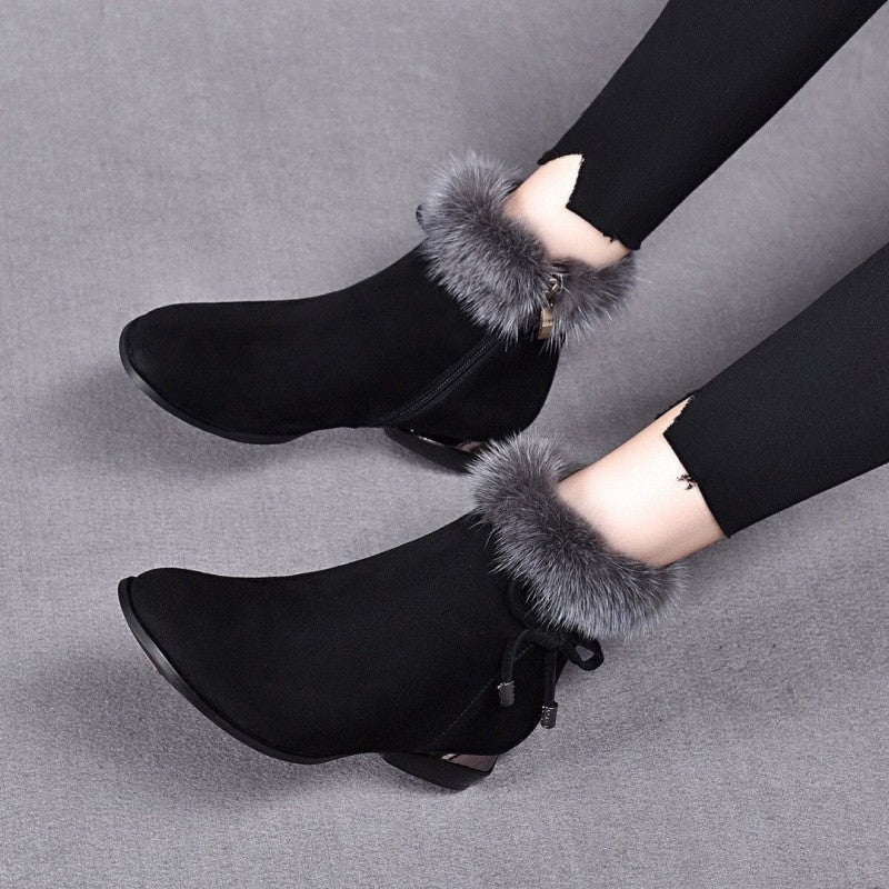 Leder-Stiefeletten mit Mittelabsatz EB EB