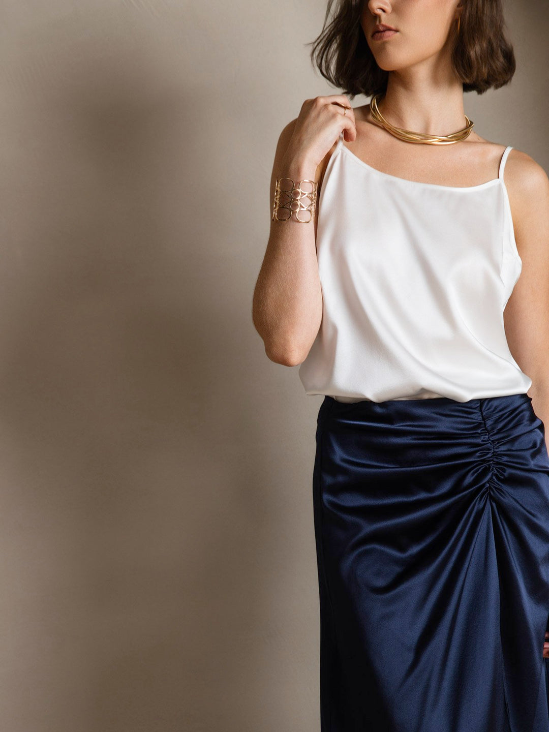 EB | Seide Entspannt Spaghettiträger Camisole Top