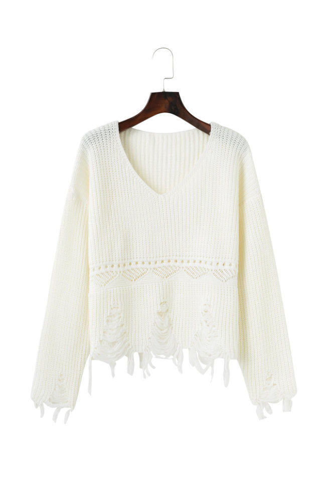 Damen Pullover mit lässigem Fransen-Design EB