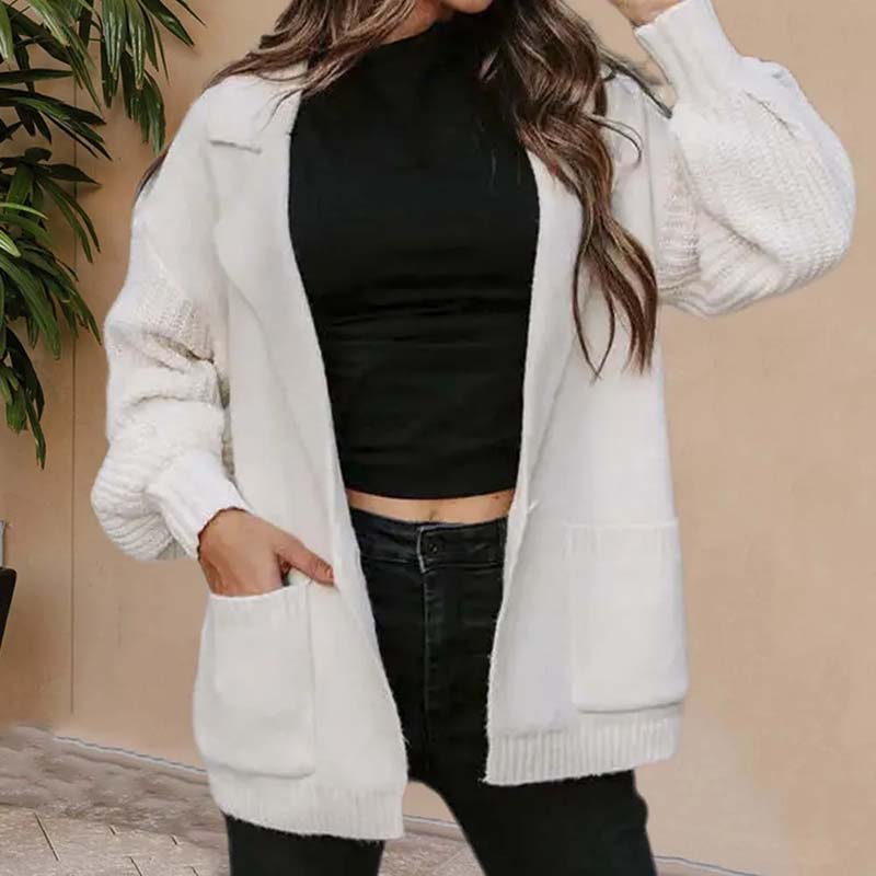 EB | Langer Cardigan mit Strukturierten Ärmeln Polyester Elegant, Bequem