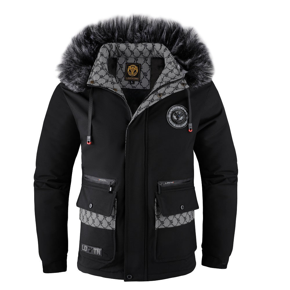 EB | Herrenjacke mit Abnehmbarer, Pelzgefütterter Kapuze