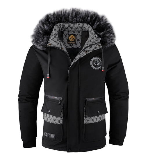 EB | Herrenjacke mit Abnehmbarer, Pelzgefütterter Kapuze