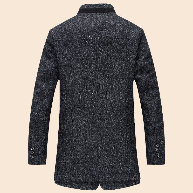 Herren Taillierter Wollmix-Kurzmantel mit Rippenkragen und verdeckter Knopfleiste EB