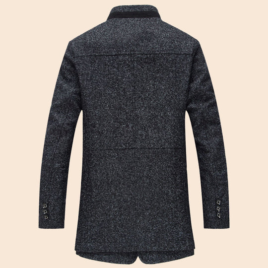 Herren Taillierter Wollmix-Kurzmantel mit Rippenkragen und verdeckter Knopfleiste EB