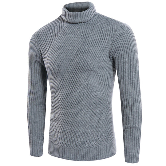 Herren stilvoller Rollkragenpullover mit strukturiertem Design EB