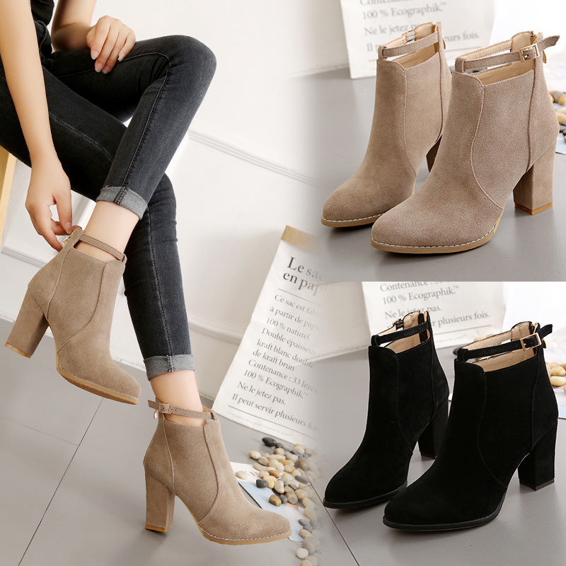 Damen Elegante Ankle-Boots mit modischem Riemen und Komfort-Sohle EB