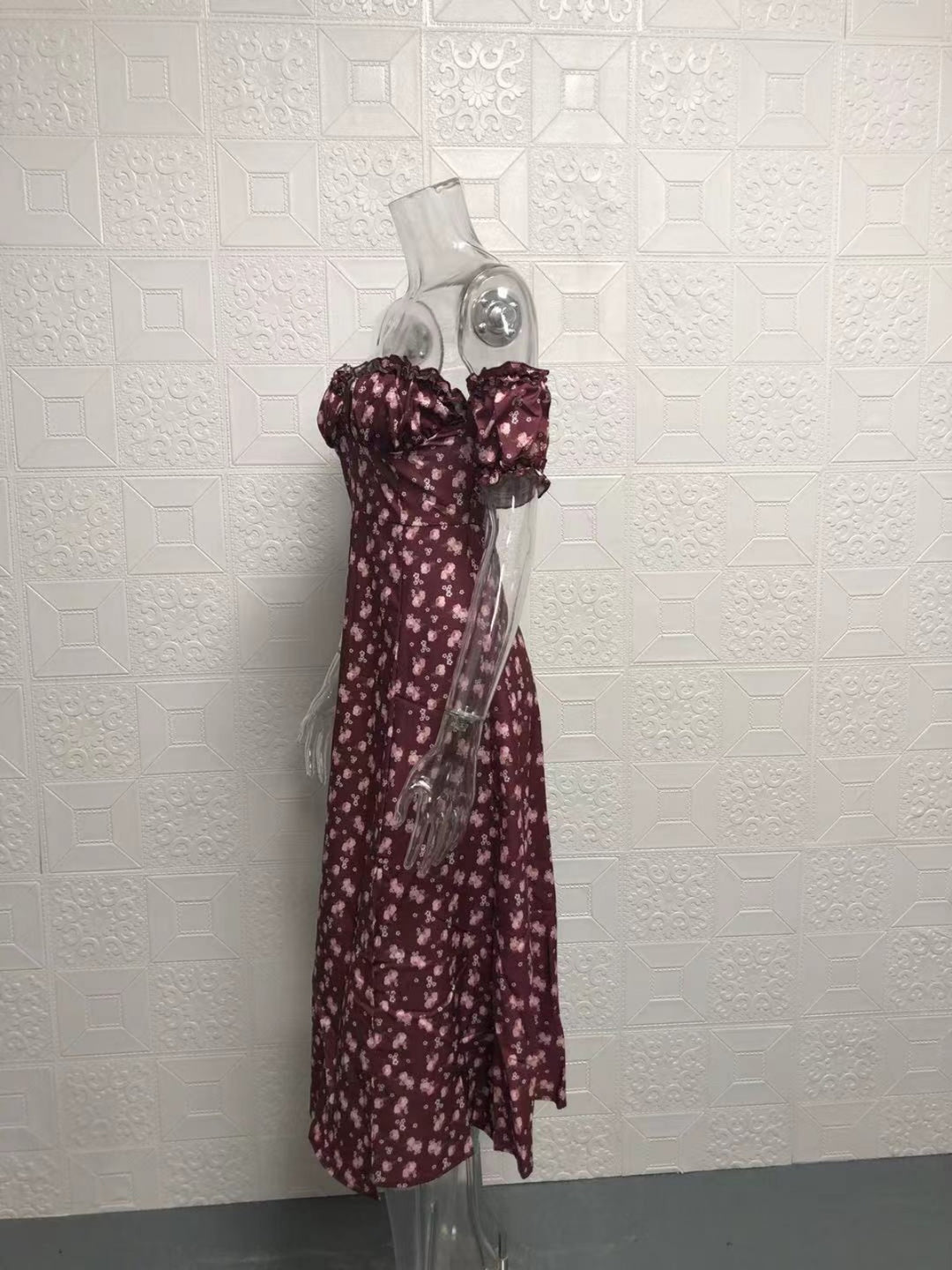 EB | Geschlitztes Blumenkleid schulterfreies Röhrentop-Kleid