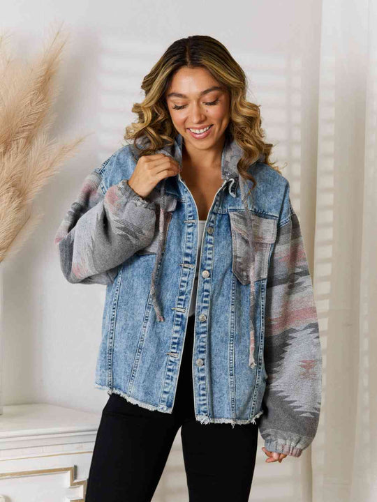 EB | Geometrische Rohsaum Denimjacke