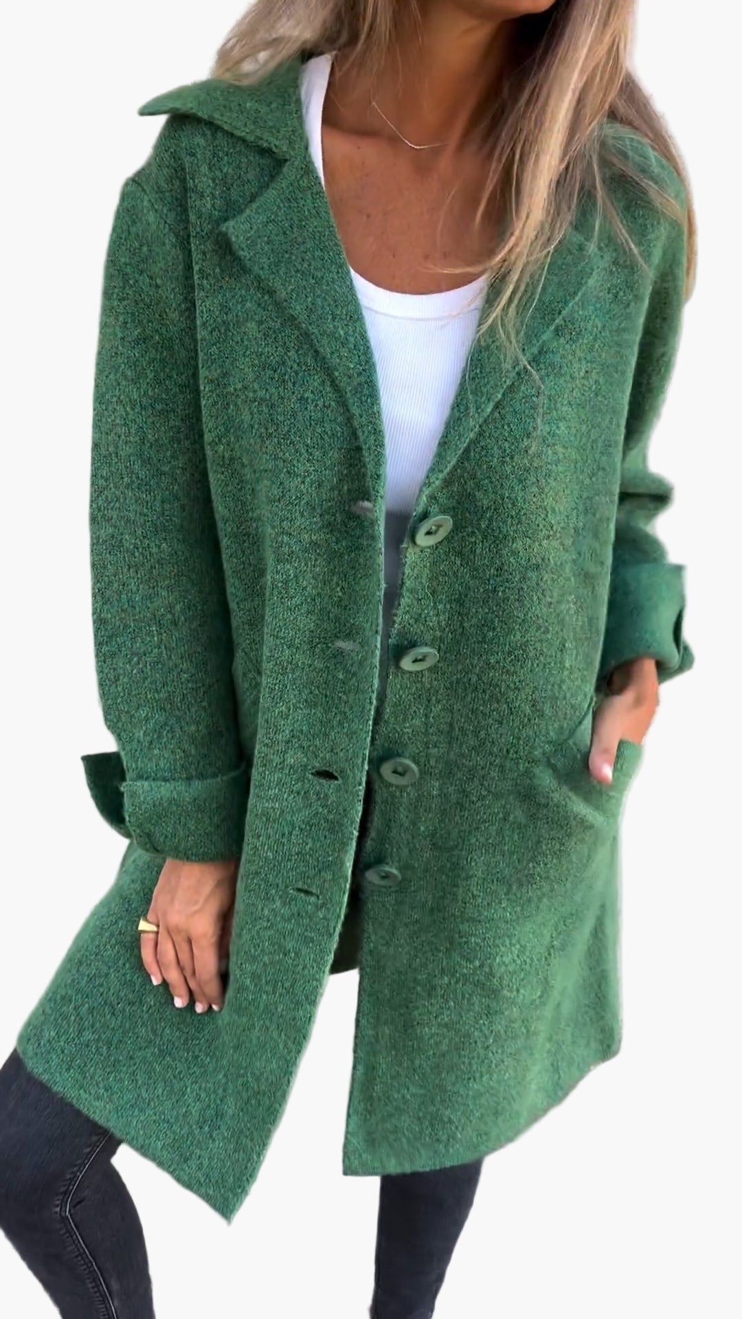 EB | Mantel mit Elegantem Revers - Langer Übergangsjacke für Alltag und Büro