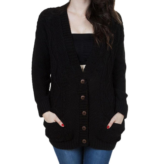 Damen Strickjacke mit eingestricktem Muster und praktischen Taschen EB