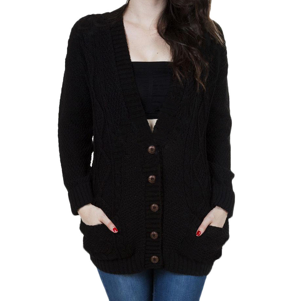 Damen Strickjacke mit eingestricktem Muster und praktischen Taschen EB