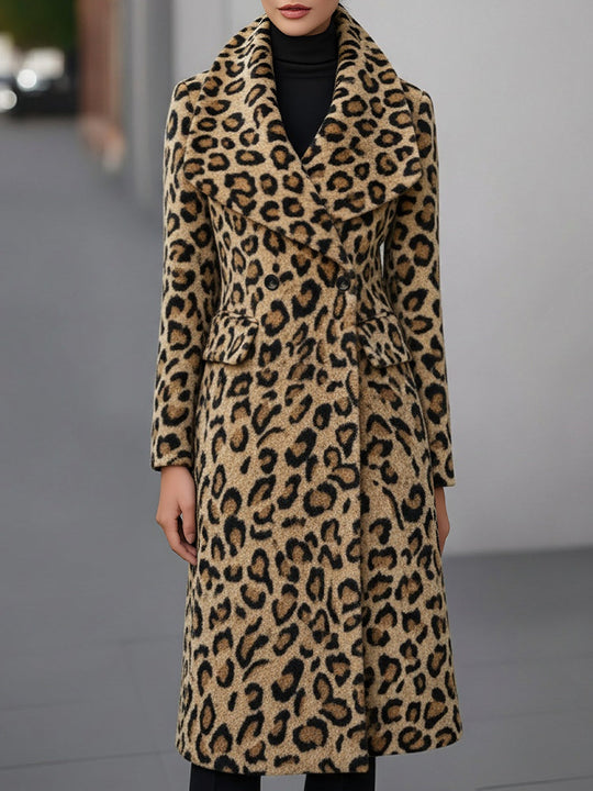 EB | Winterjacke mit Leopardenmuster, beidseitig aus Wolle – elegante Auß Jacke für legere und formelle Anlässe