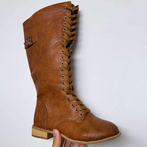 Knöchelhohe Leder-Stiefel für Frauen mit Schnürung und orthopädischem Komfort – Soraya EB
