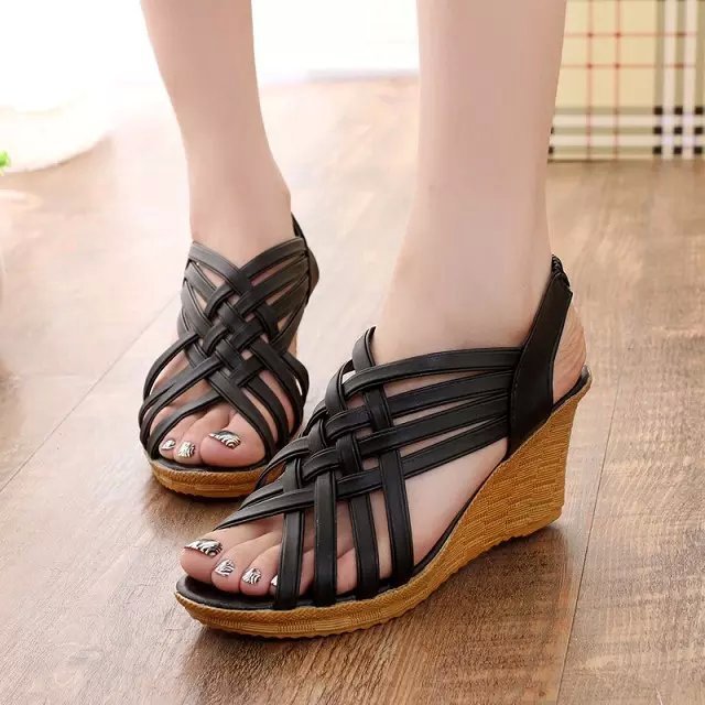 Damen Wedge-Sandalen mit elegantem Riemchen-Design und rutschfester Sohle EB
