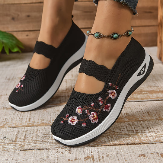 Blumenbestickte Mesh Slip-On Schuhe EB EB