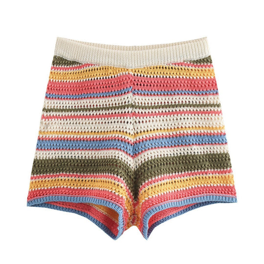 EB | Gehäkeltes Kurzarm-Shorts-Set mit hoher Taille