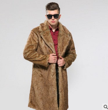 Herren Modischer Kunstpelzmantel mit elegantem Schnitt und festem Revers EB